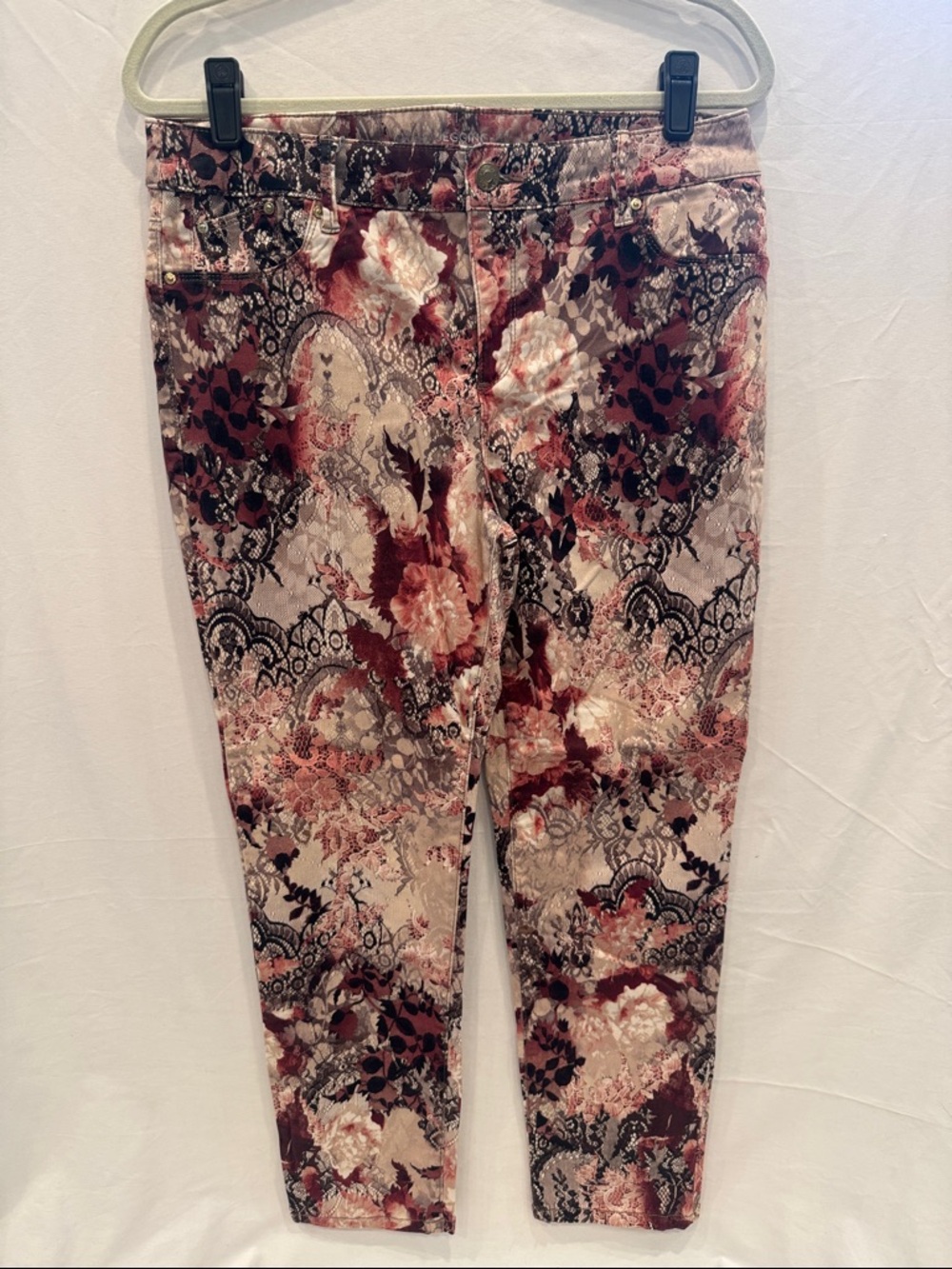 Chico’s Floral Paisley Pattern Skinny Jeggings, Size 2 - Cotton Blend